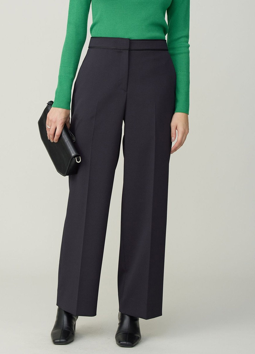 仿羊毛微光澤直筒西裝褲